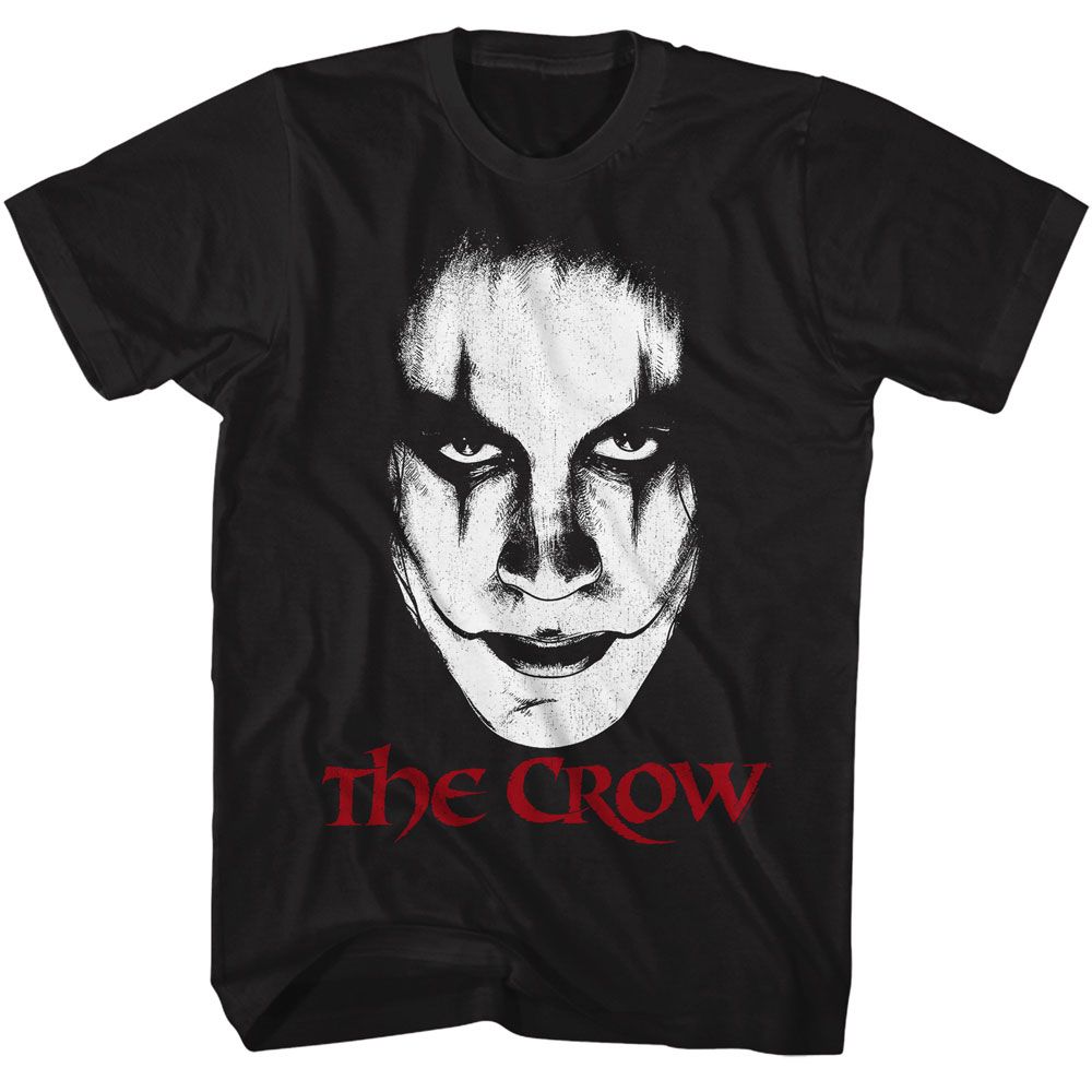 Black The Crow t-shirt featuring a The Crow face design