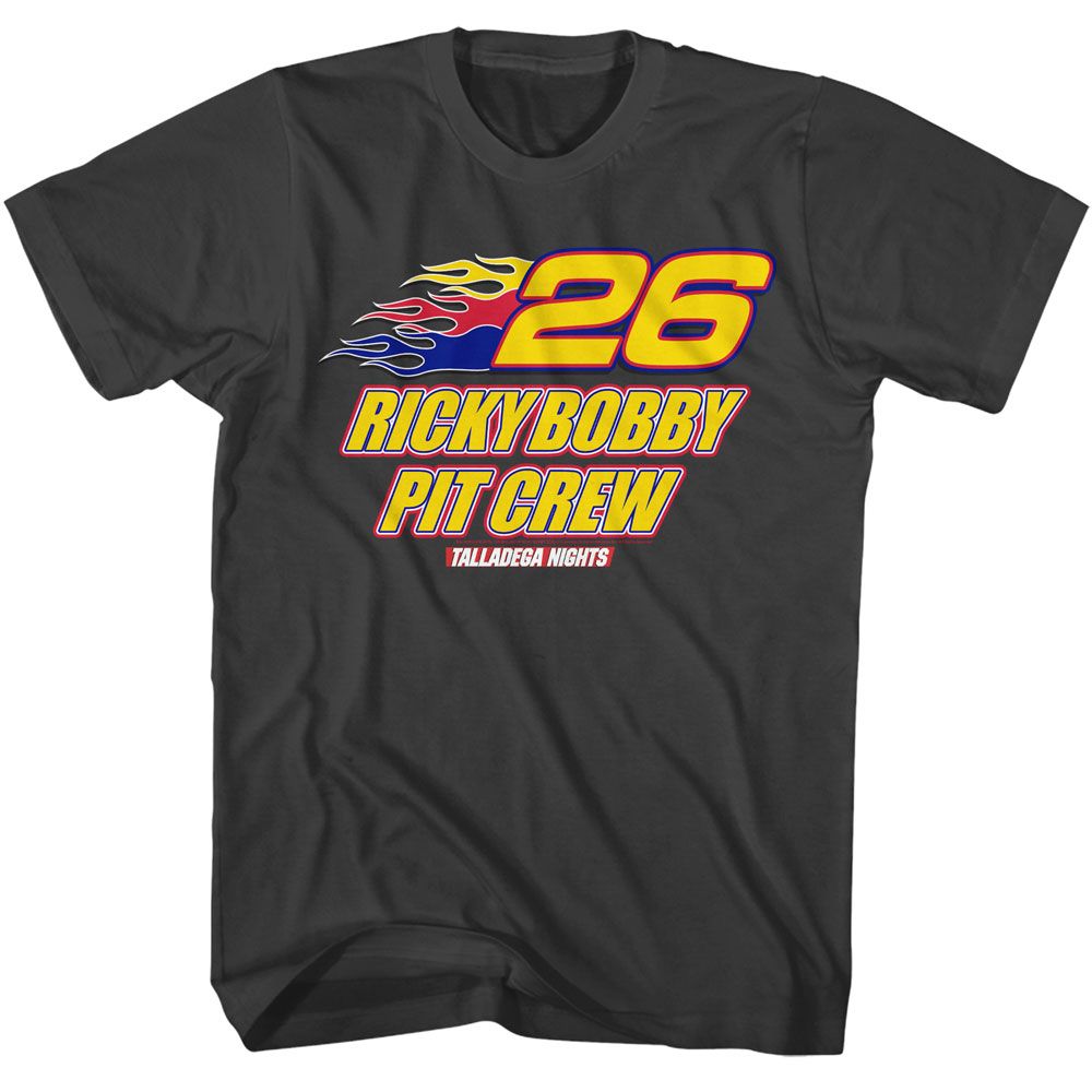 Smoke Gray Talladega Nights t-shirt featuring a Talladega Nights Talladega Nights Ricky Bobby Pit Crew design