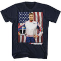 Navy Talladega Nights t-shirt featuring a Talladega Nights Talladega Nights Rb and Flag design