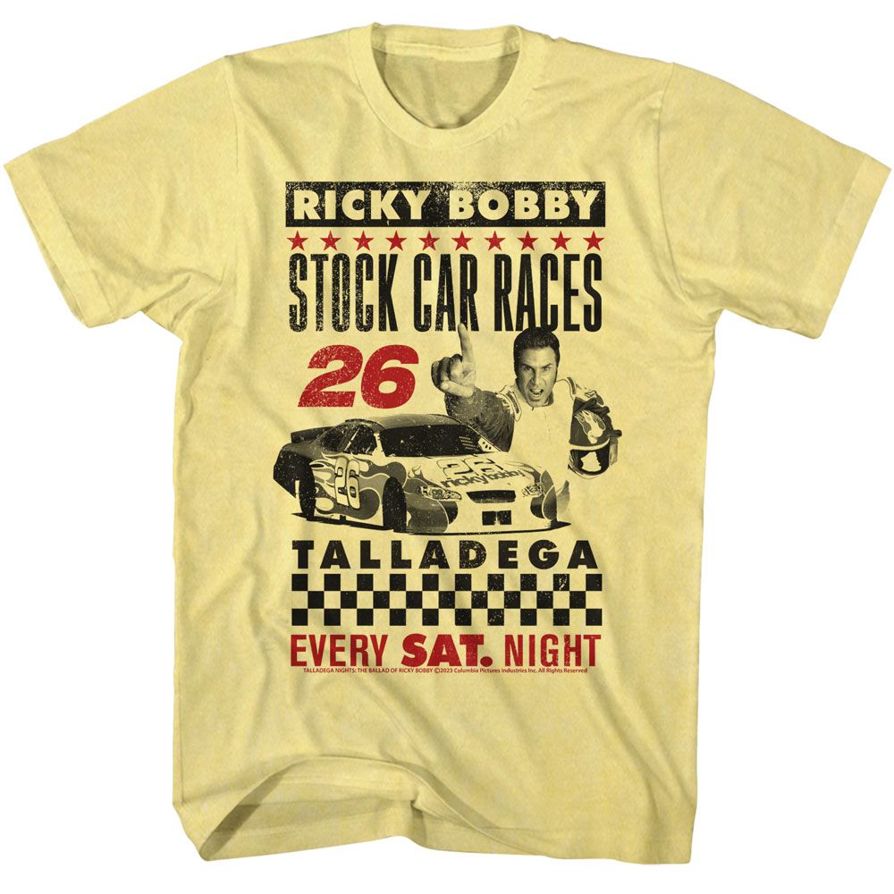 Yellow Heather Talladega Nights t-shirt featuring a Talladega Nights Talladega Nights Stock Car Races design