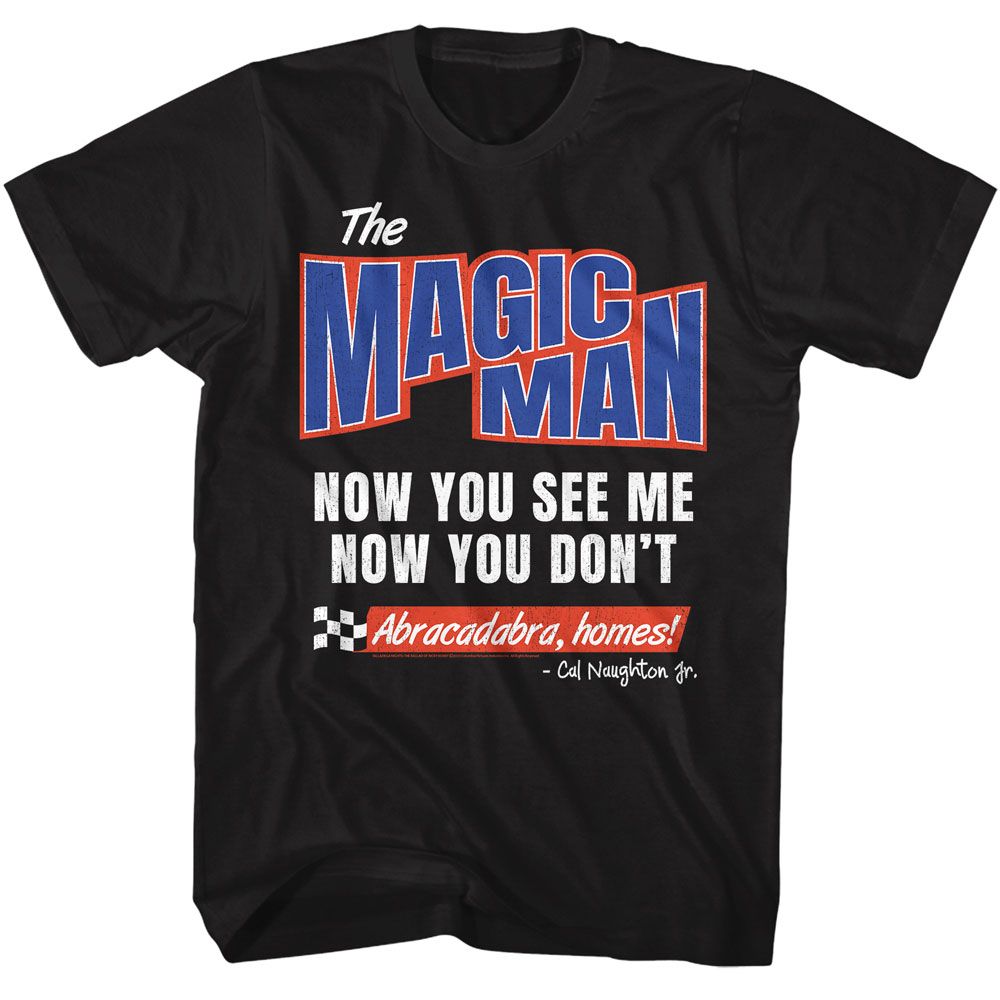 Black Talladega Nights t-shirt featuring a Magic Man design