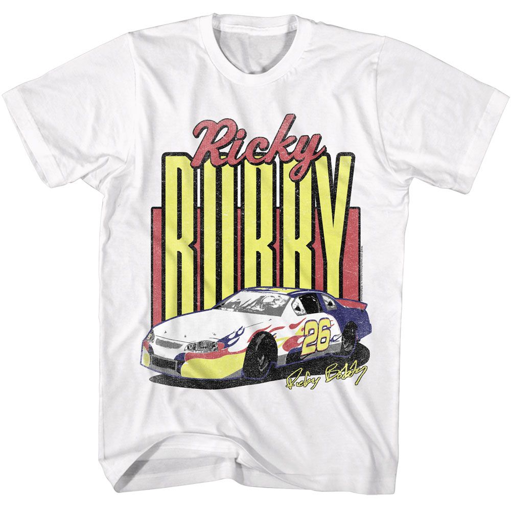 White Talladega Nights t-shirt featuring a Talladega Nights Talladega Nights Tall Bobby design