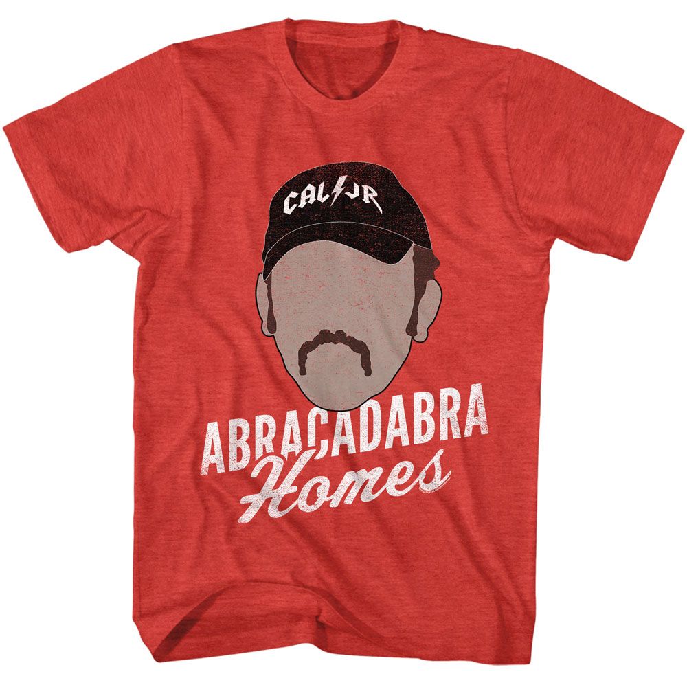 Red Heather Talladega Nights t-shirt featuring an Abracadabra Homes design