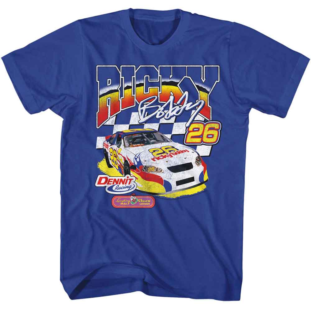 Royal Blue Talladega Nights t-shirt featuring a Sponsored 3 design