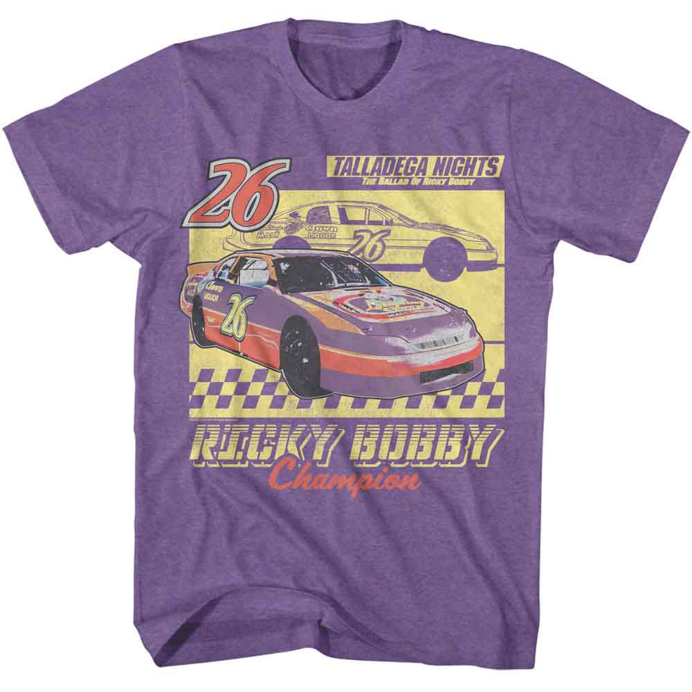 Purple Heather Talladega Nights t-shirt featuring a Talladega Nights Talladega Nights Laughing Clown Car Outline design