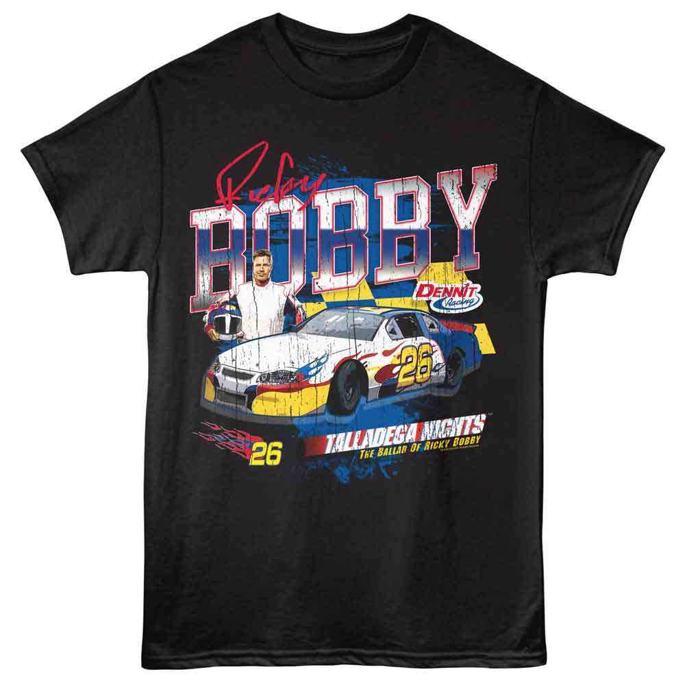 Black Talladega Nights t-shirt featuring a Talladega Nights Talladega Nights Vtg Style design