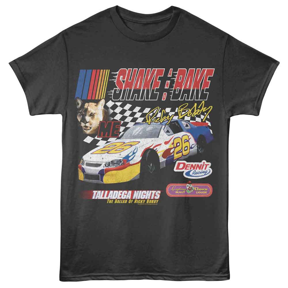 Smoke Gray Talladega Nights t-shirt featuring a Talladega Nights Talladega Nights Shake Bake Flag design