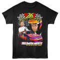 Black Talladega Nights t-shirt featuring a Talladega Nights Talladega Nights Laughing Clown Collage design