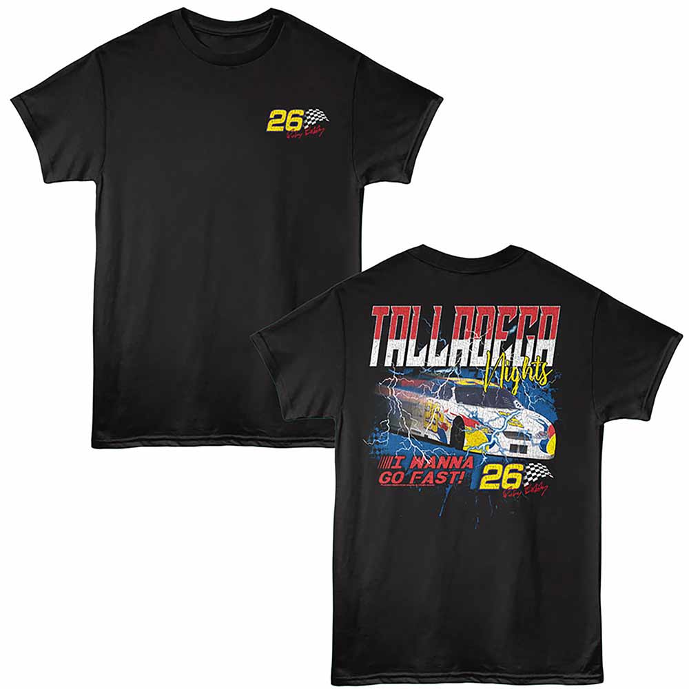Black Talladega Nights t-shirt featuring a Wanna Go Fast design