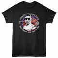 Black Talladega Nights t-shirt featuring a America Is About Speed design