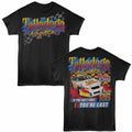 Black Talladega Nights t-shirt featuring a If You Ain't First You're Last design
