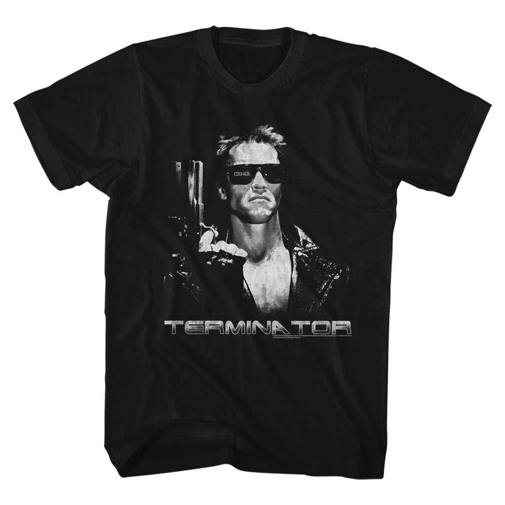 Black The Terminator t-shirt featuring a Terminator Terminate design