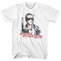 White The Terminator t-shirt featuring a Terminator Laser Sighting design