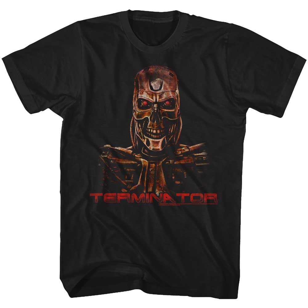 Black The Terminator t-shirt featuring a Terminator Code Rd design