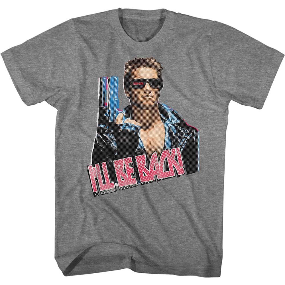 Graphite Heather The Terminator t-shirt featuring a Terminator Ill Be Back design