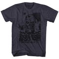 Navy Heather The Terminator t-shirt featuring a Terminator Blk and Blu design