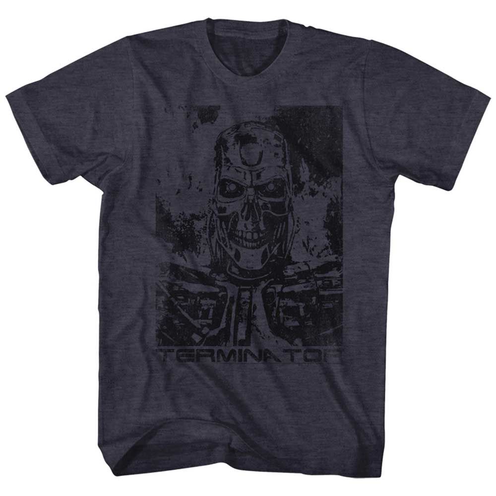 Navy Heather The Terminator t-shirt featuring a Terminator Blk and Blu design