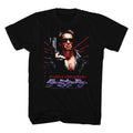 Black The Terminator t-shirt featuring a Terminator Schwapan design