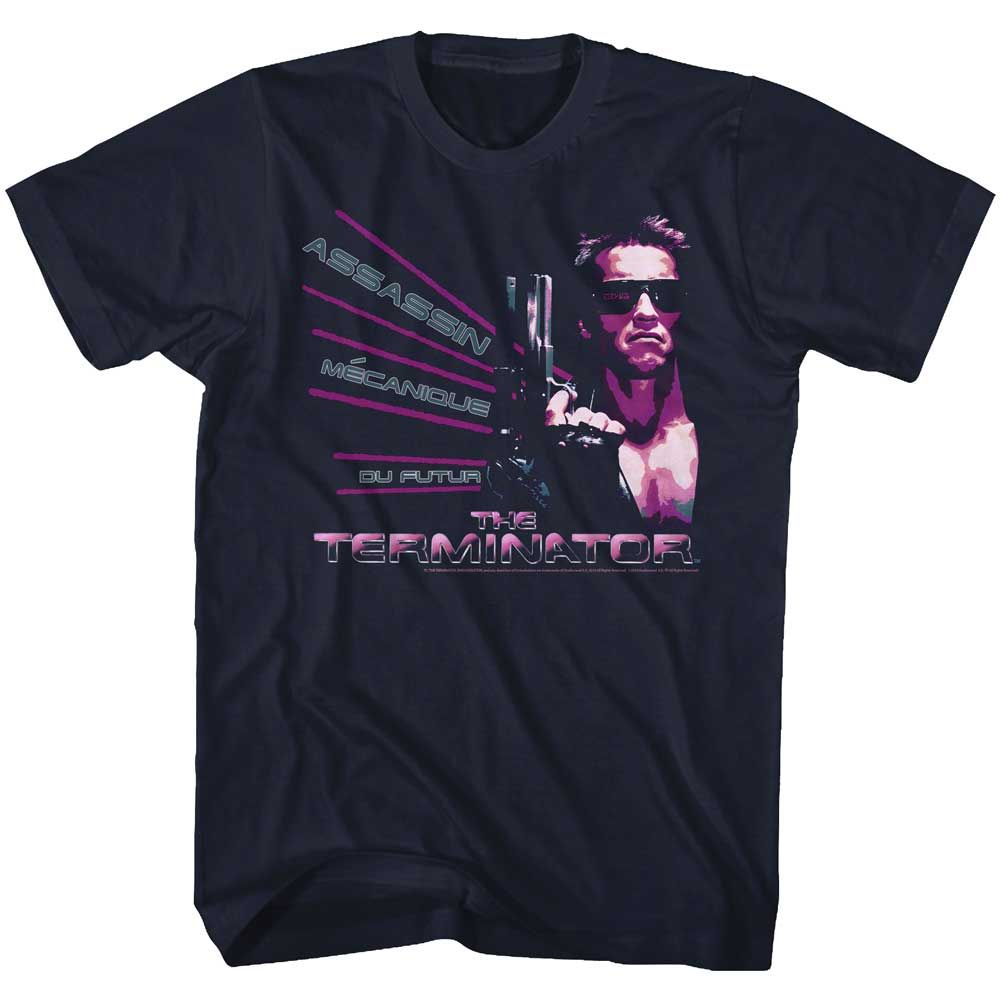 Navy The Terminator t-shirt featuring a Terminator Assasin design