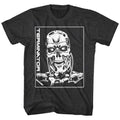 Black Heather The Terminator t-shirt featuring a Terminator Machine Skull design