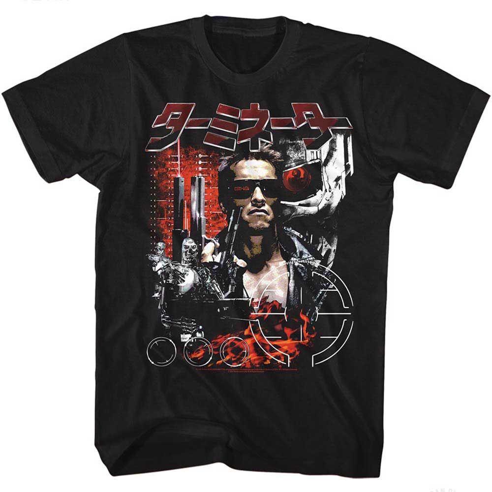 Black The Terminator t-shirt featuring a Terminator Collageinator design