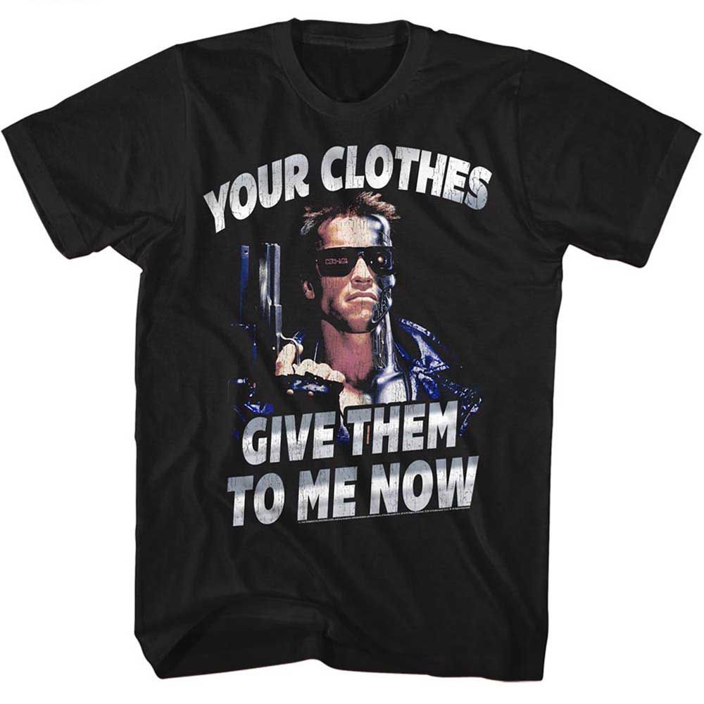 Black The Terminator t-shirt featuring a Terminator Clothesnow design