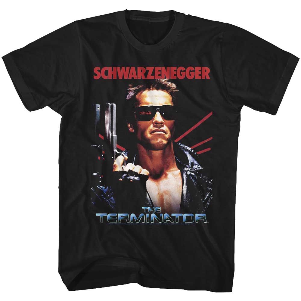 Black The Terminator t-shirt featuring a Terminator The Name design