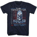 Navy The Terminator t-shirt featuring a Skynet Endoskeleton design
