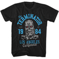Black The Terminator t-shirt featuring a Terminator Terminator Collegiate design