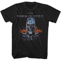 Black The Terminator t-shirt featuring a Terminator Terminator Flames design