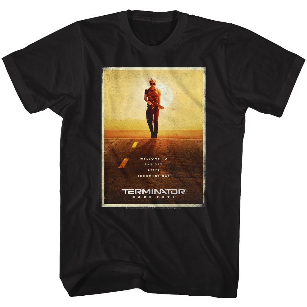 Black Terminator Dark Fate t-shirt featuring a Dark Fate Poster design