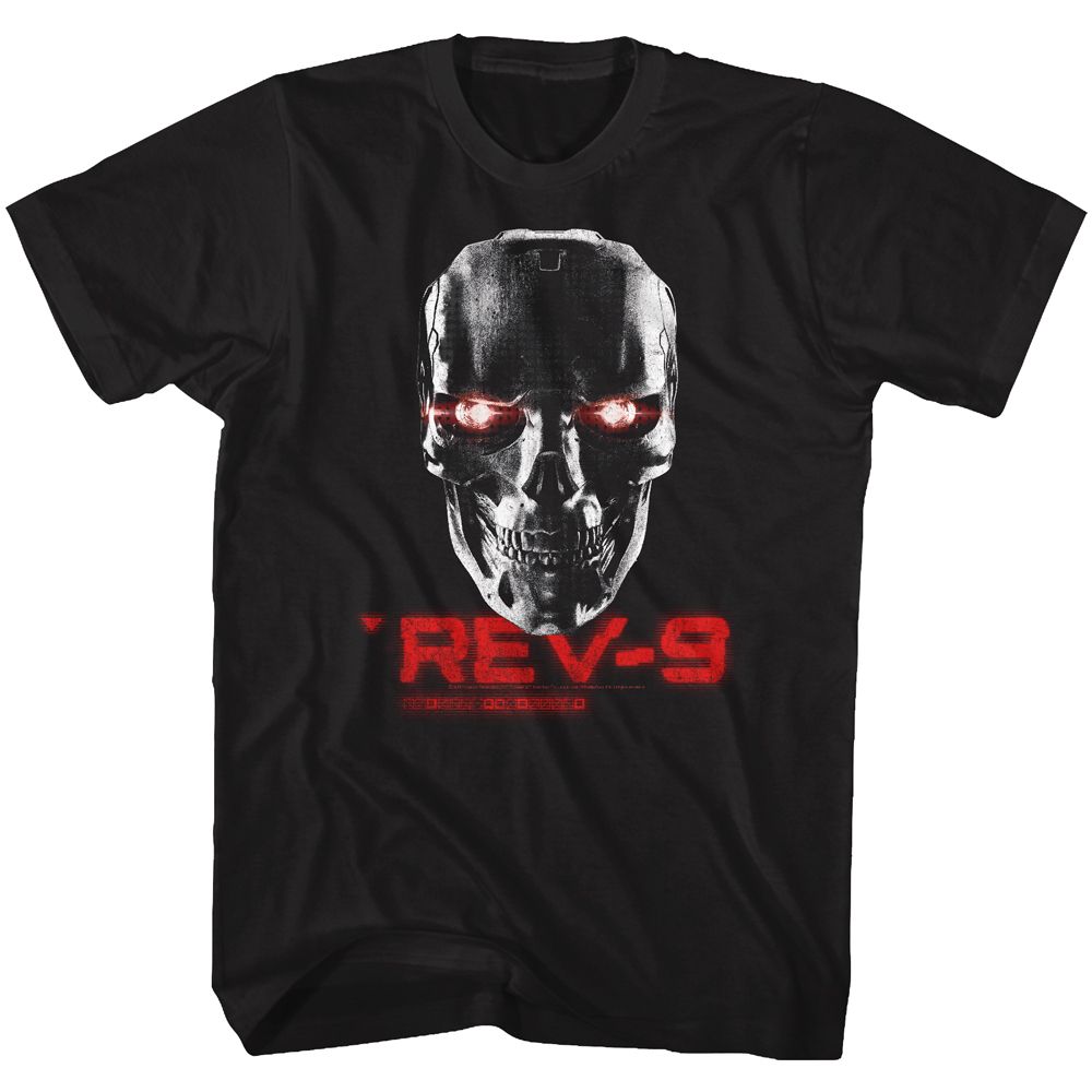 Black Terminator Dark Fate t-shirt featuring a Rev-9 design