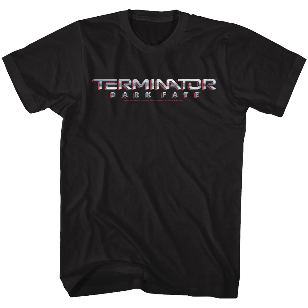 Black Terminator Dark Fate t-shirt featuring a Dark Fate Chrome Logo design