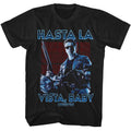 Black Terminator 2 t-shirt featuring a Hasta La Vista Baby design
