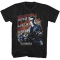 Black Terminator 2 t-shirt featuring a Hasta La Vista Motorcycle design