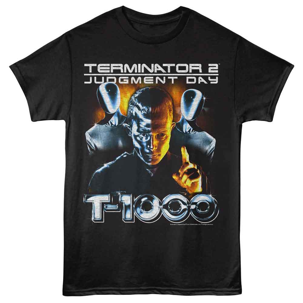 Black Terminator 2 t-shirt featuring a T-1000 design