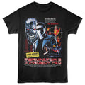 Black Terminator 2 t-shirt featuring a Viewer Advisory Collage design