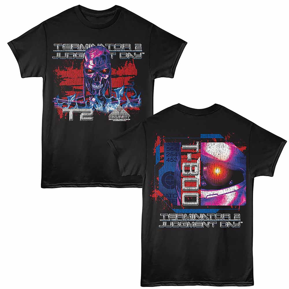 Black The Terminator t-shirt featuring a Judgment Day T-800 design