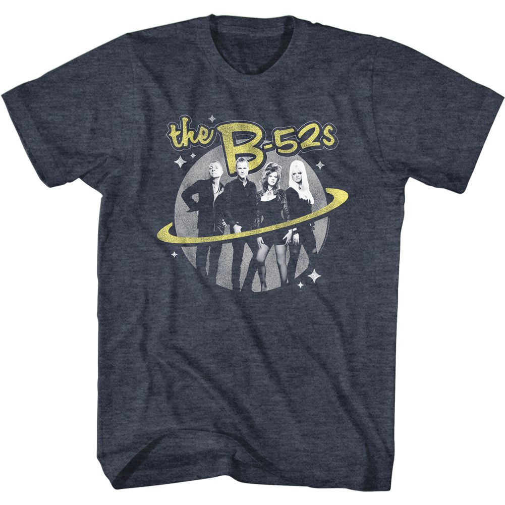 Navy Heather The B-52's t-shirt featuring a The B-52's Logo and Planet design