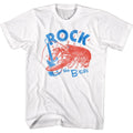 White The B-52's t-shirt featuring a Rock Lobster design