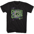 Black The B-52's t-shirt featuring a Planet Claire design