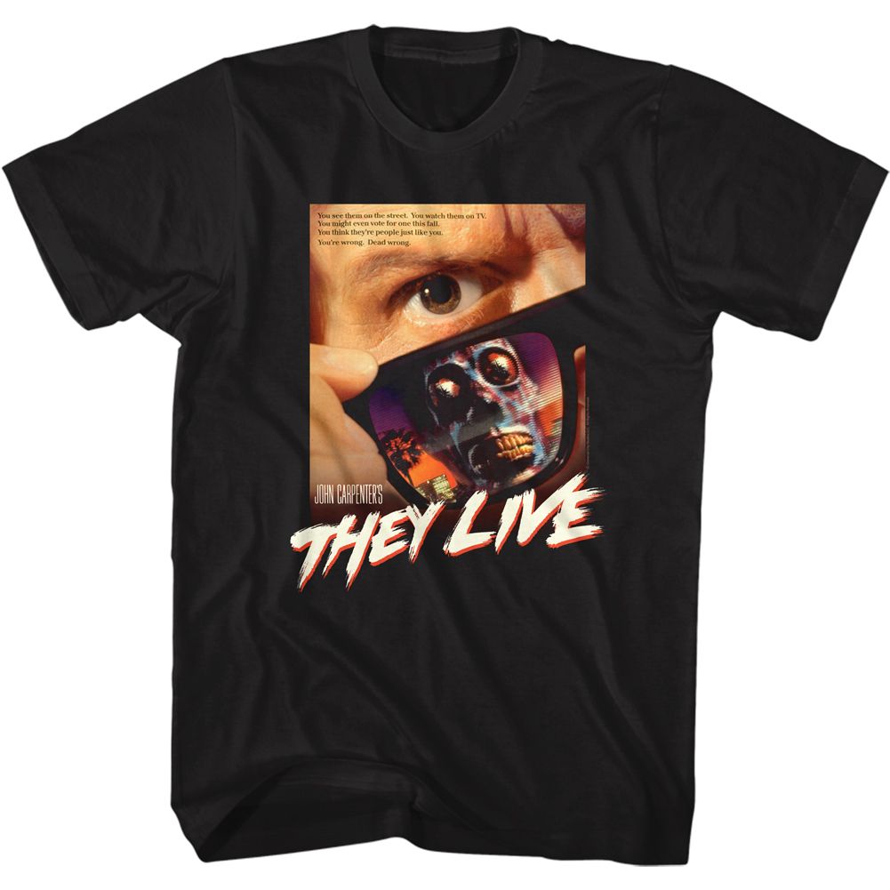 Black They Live t-shirt featuring a They Live poster design