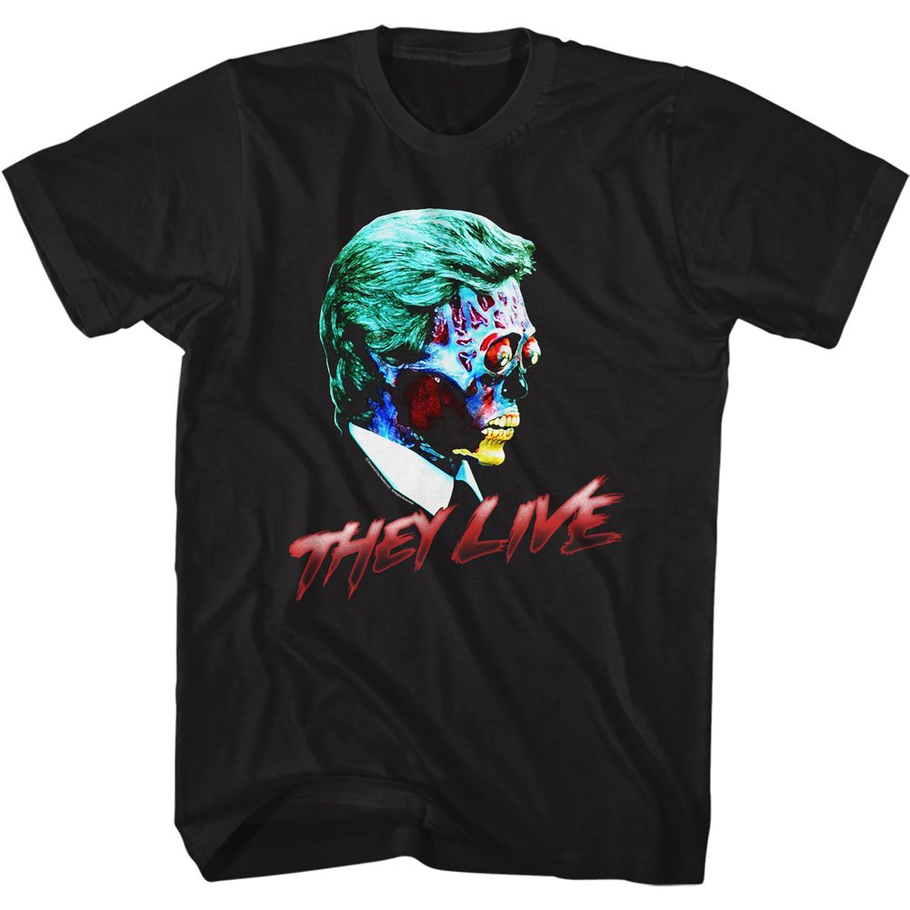 Black They Live t-shirt featuring an Alien headshot design