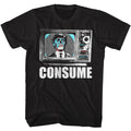 Black They Live t-shirt featuring a CONSUME design