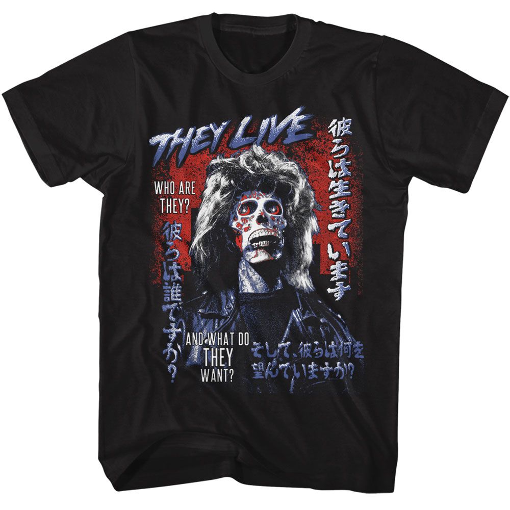 Black They Live t-shirt featuring a CONSUME design