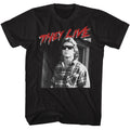 Black They Live t-shirt featuring a Nada in Glasses design
