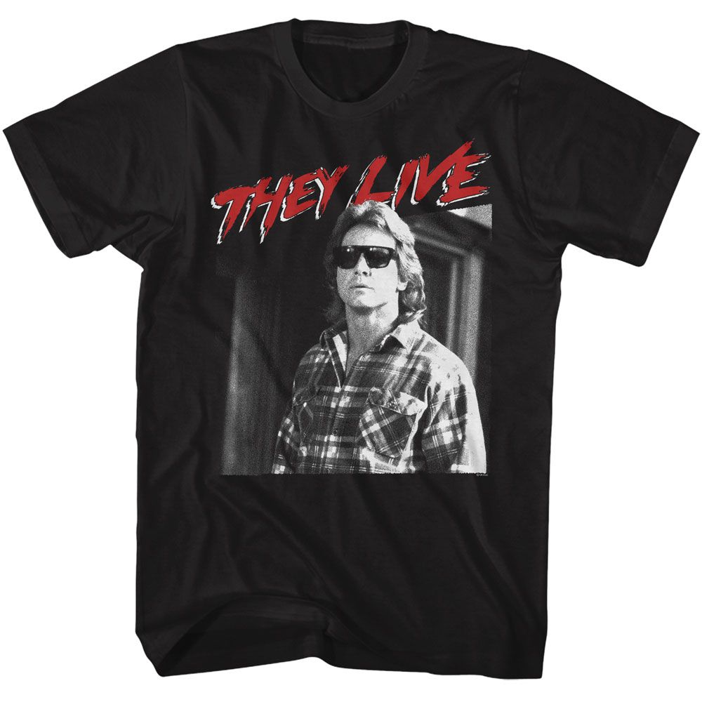 Black They Live t-shirt featuring a Nada in Glasses design