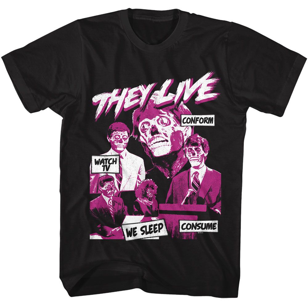 Black They Live t-shirt featuring a CONFORM design