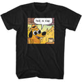 Black This Is Fine t-shirt featuring a This Is Fine first panel design