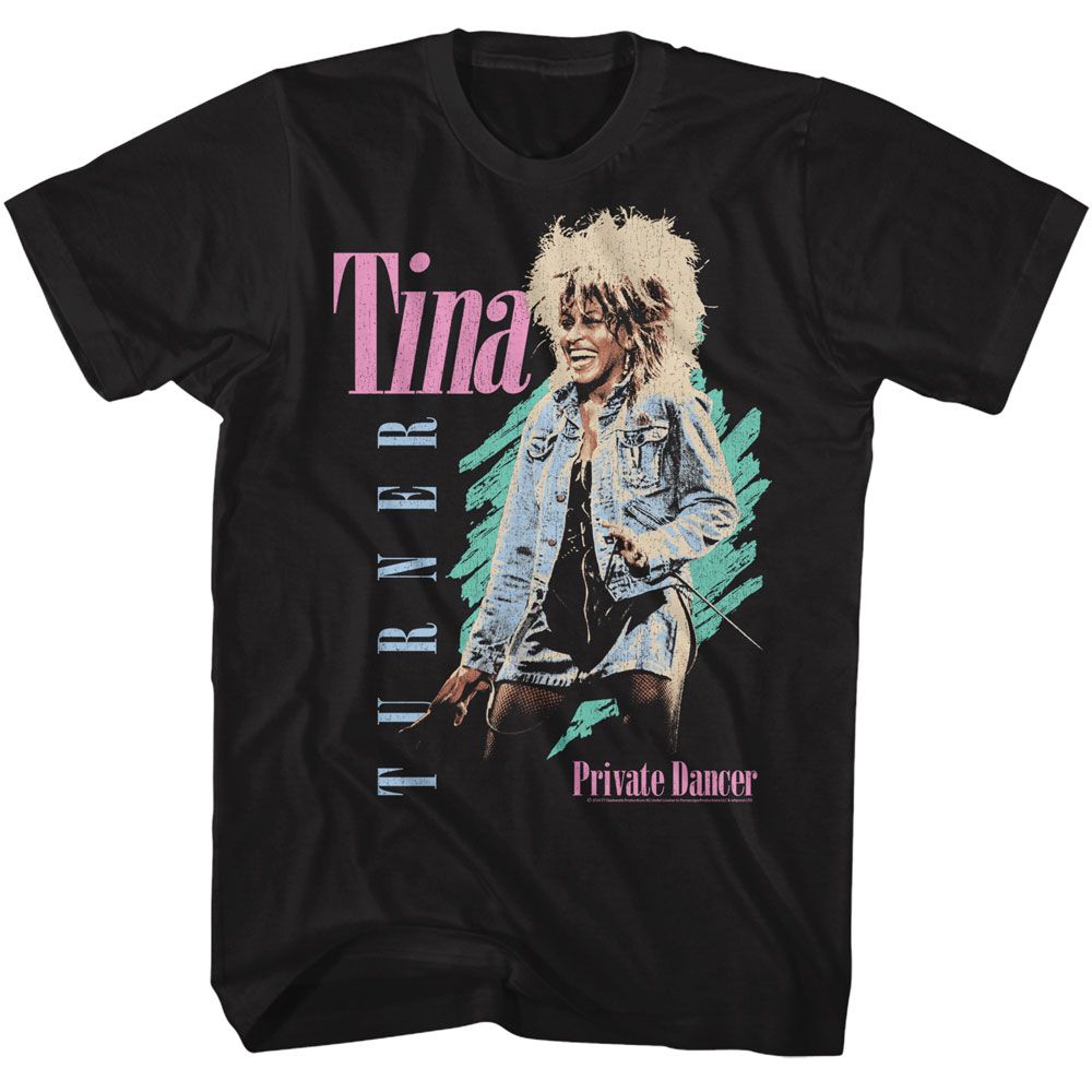 Black Tina Turner t-shirt featuring a Tina Turner Pastel Retro design
